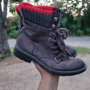 Mad Love Love Womens Size 5.5 Lace up boots with red trim